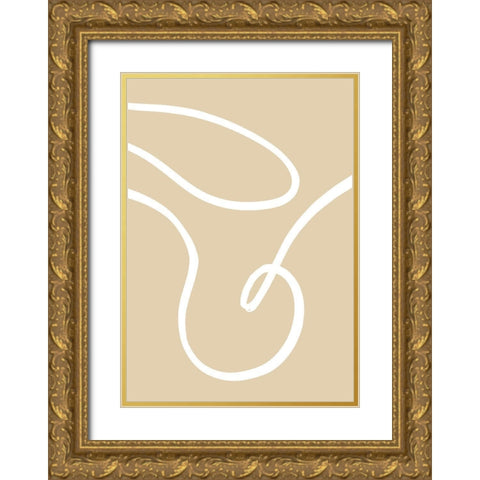 Beige Lines 02 Gold Ornate Wood Framed Art Print with Double Matting by Uppsala Studio