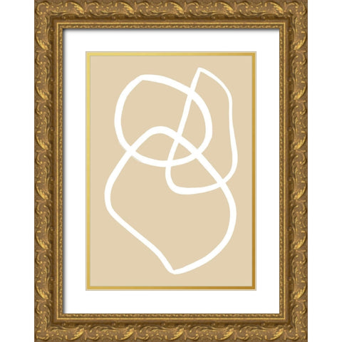 Beige Lines 03 Gold Ornate Wood Framed Art Print with Double Matting by Uppsala Studio