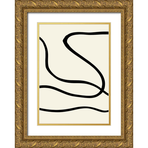 Black Lines 01 Gold Ornate Wood Framed Art Print with Double Matting by Uppsala Studio