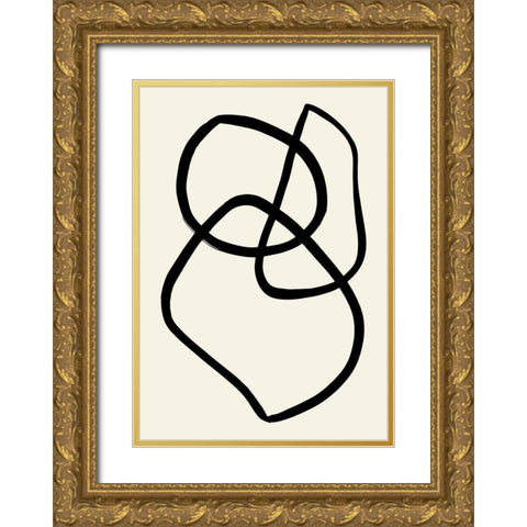 Black Lines 03 Gold Ornate Wood Framed Art Print with Double Matting by Uppsala Studio