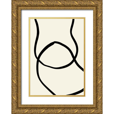 Black Lines 04 Gold Ornate Wood Framed Art Print with Double Matting by Uppsala Studio