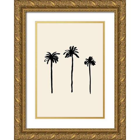 Palm Trees Gold Ornate Wood Framed Art Print with Double Matting by Uppsala Studio