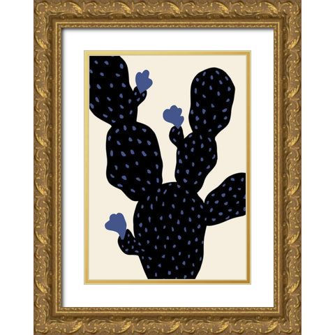 Prickly Pear Cactus Gold Ornate Wood Framed Art Print with Double Matting by Uppsala Studio