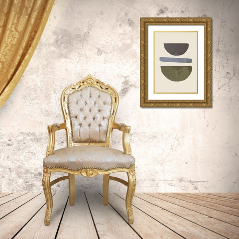 Collage 02 Beige Gold Ornate Wood Framed Art Print with Double Matting by Uppsala Studio