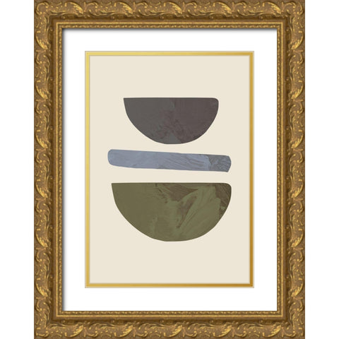Collage 02 Beige Gold Ornate Wood Framed Art Print with Double Matting by Uppsala Studio