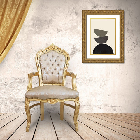 Collage 08 Gold Ornate Wood Framed Art Print with Double Matting by Uppsala Studio