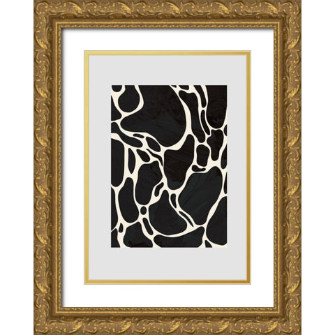 Giraffe Grey Gold Ornate Wood Framed Art Print with Double Matting by Uppsala Studio