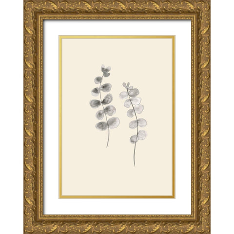 Eucalyptus Twigs Gold Ornate Wood Framed Art Print with Double Matting by Uppsala Studio