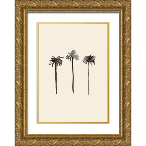 Palm Trees Ink Gold Ornate Wood Framed Art Print with Double Matting by Uppsala Studio