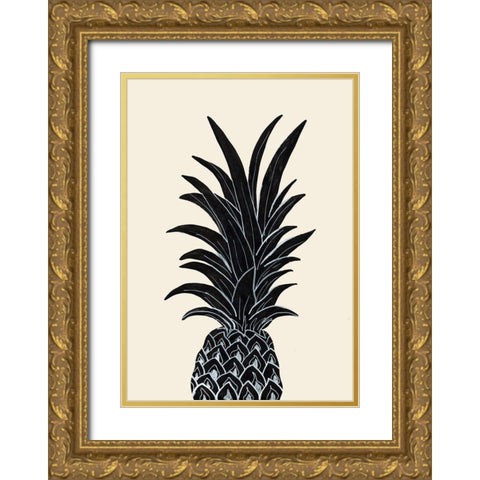 Black Pineapple Gold Ornate Wood Framed Art Print with Double Matting by Uppsala Studio