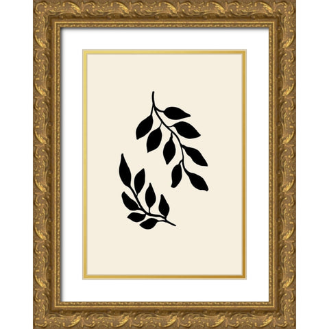 Black Twigs Gold Ornate Wood Framed Art Print with Double Matting by Uppsala Studio