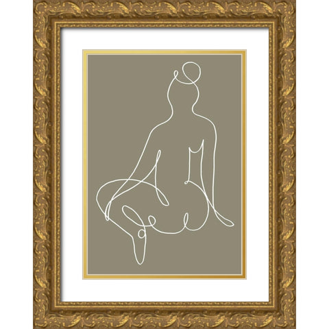 Sitting Down 02 Gold Ornate Wood Framed Art Print with Double Matting by Uppsala Studio