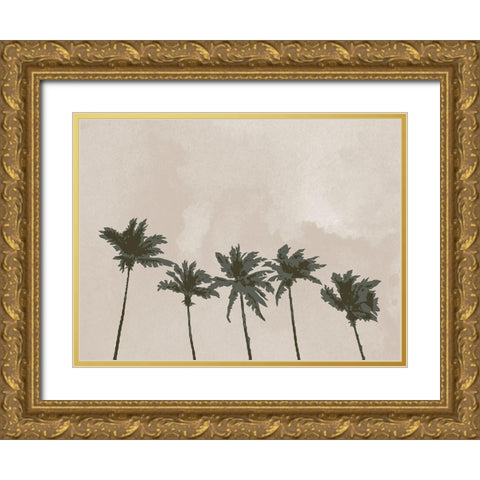 Windy Palm Trees Gold Ornate Wood Framed Art Print with Double Matting by Uppsala Studio