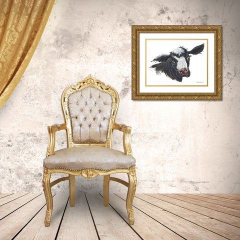 Daisy the Dairy Cow Gold Ornate Wood Framed Art Print with Double Matting by Bawden, Angela