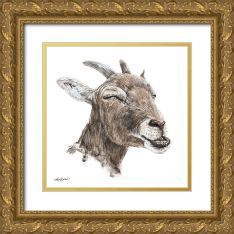 Bill the Goat Gold Ornate Wood Framed Art Print with Double Matting by Bawden, Angela