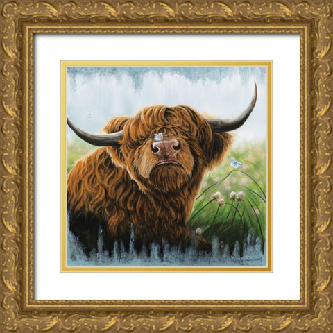 Butterfly Kisses Gold Ornate Wood Framed Art Print with Double Matting by Bawden, Angela