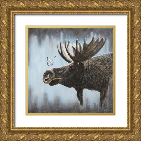 Butterfly Whispers Gold Ornate Wood Framed Art Print with Double Matting by Bawden, Angela