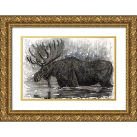 Majestic Moose   Gold Ornate Wood Framed Art Print with Double Matting by Bawden, Angela