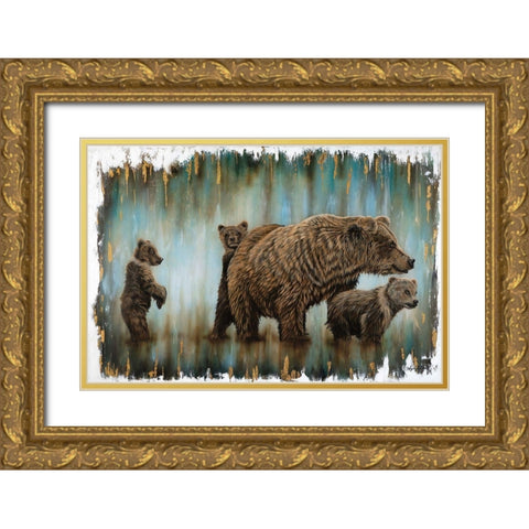 Mama Bears Protection Gold Ornate Wood Framed Art Print with Double Matting by Bawden, Angela