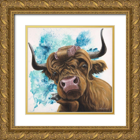 Curley Coo Gold Ornate Wood Framed Art Print with Double Matting by Bawden, Angela