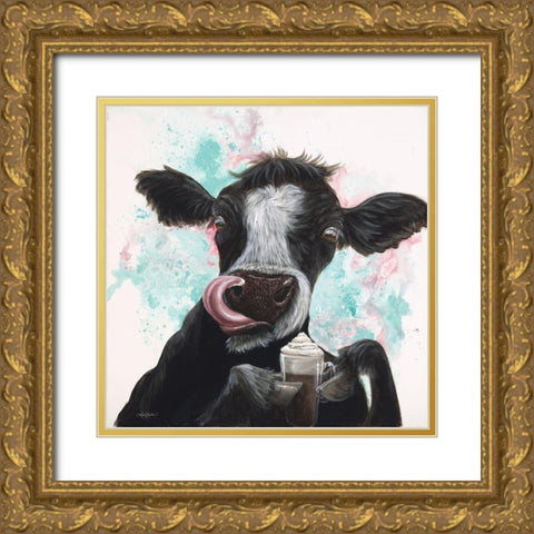 Moo Latte Gold Ornate Wood Framed Art Print with Double Matting by Bawden, Angela