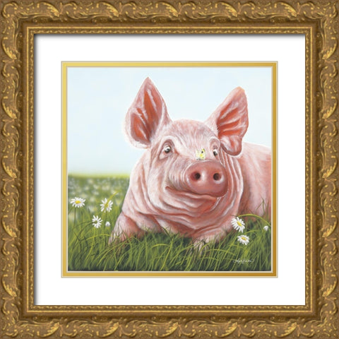 Slim Daisy Gold Ornate Wood Framed Art Print with Double Matting by Bawden, Angela