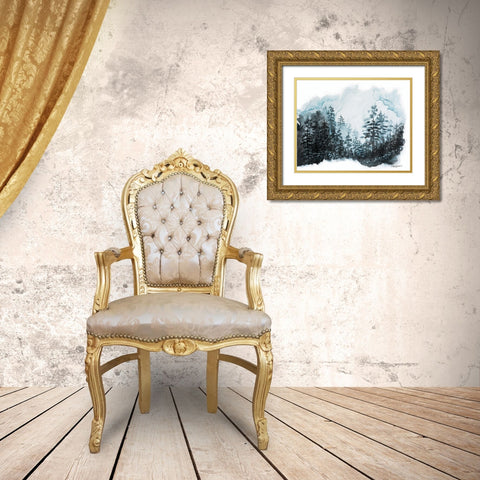 Blue Pine Forest I Gold Ornate Wood Framed Art Print with Double Matting by Bawden, Angela