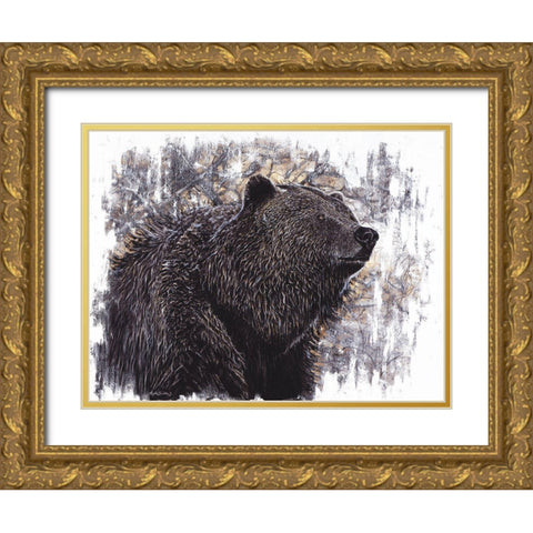 Big Griz Gold Ornate Wood Framed Art Print with Double Matting by Bawden, Angela