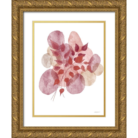 Bohemian Watercolor Leaves Gold Ornate Wood Framed Art Print with Double Matting by Bawden, Angela