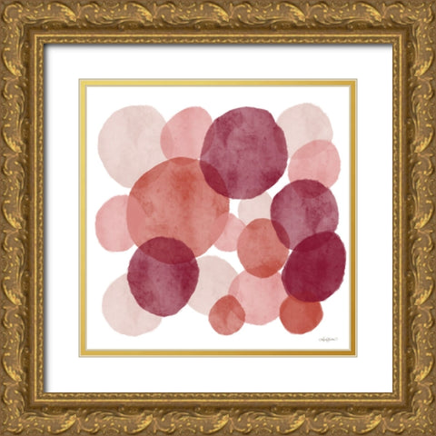 Bohemian Watercolor Dots Gold Ornate Wood Framed Art Print with Double Matting by Bawden, Angela