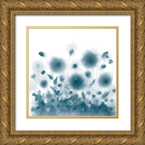 Soft Blue Botanical Spread Gold Ornate Wood Framed Art Print with Double Matting by Bawden, Angela