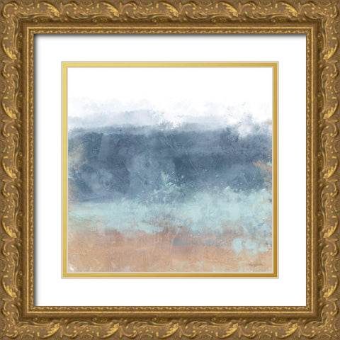 Soft Blues Gold Ornate Wood Framed Art Print with Double Matting by Bawden, Angela