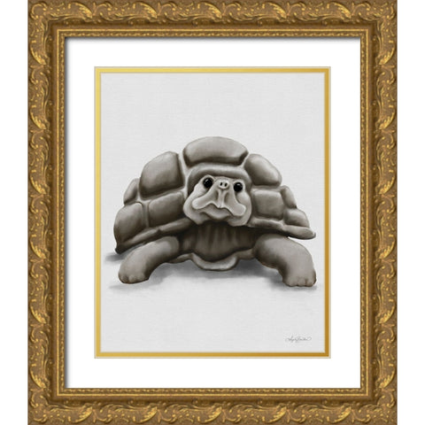 Torty the Turtle Gold Ornate Wood Framed Art Print with Double Matting by Bawden, Angela