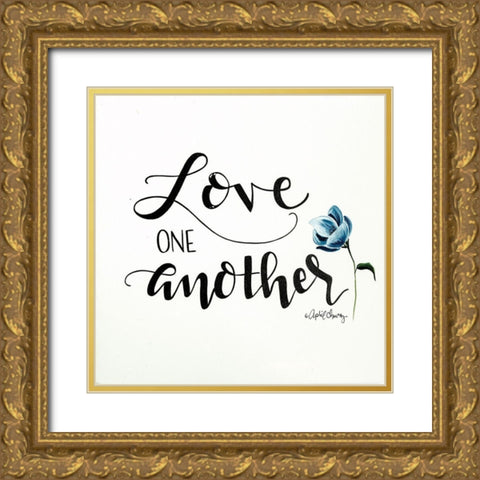 Love One Another   Gold Ornate Wood Framed Art Print with Double Matting by Chavez, April