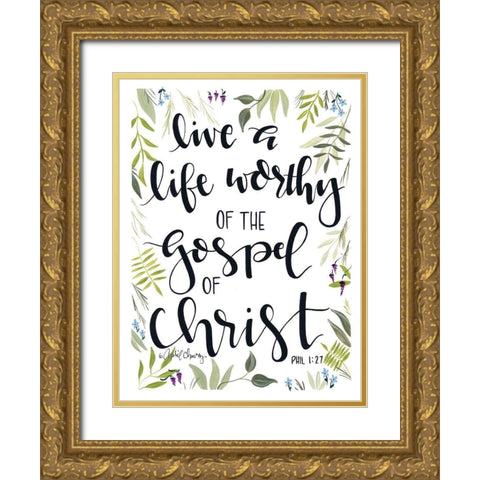 The Gospel of Christ    Gold Ornate Wood Framed Art Print with Double Matting by Chavez, April