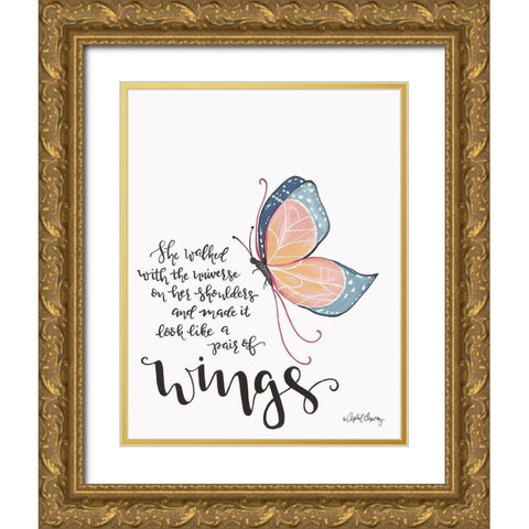 Wings Gold Ornate Wood Framed Art Print with Double Matting by Chavez, April