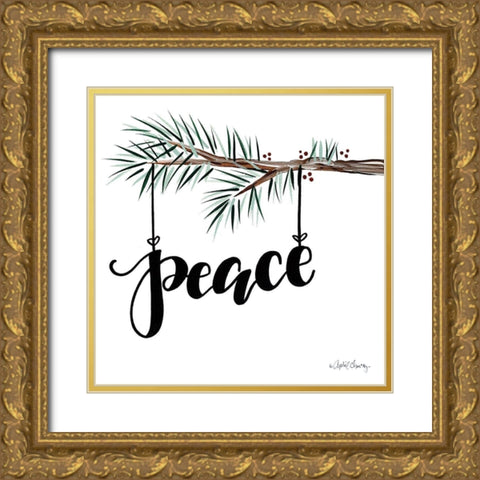 Peace Gold Ornate Wood Framed Art Print with Double Matting by Chavez, April
