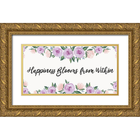 Happiness Blooms From Within Gold Ornate Wood Framed Art Print with Double Matting by Chavez, April