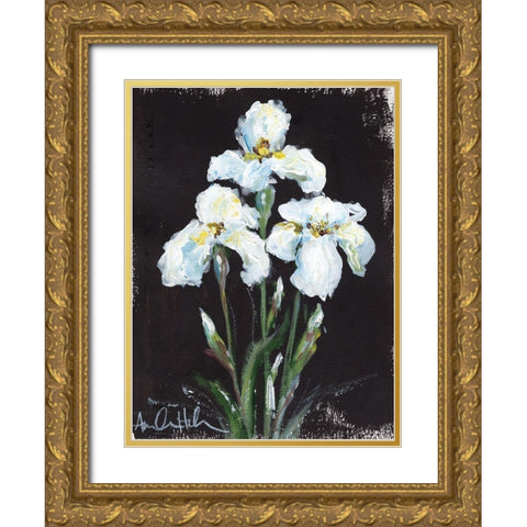 Contrasting Irises Gold Ornate Wood Framed Art Print with Double Matting by Hilburn, Amanda