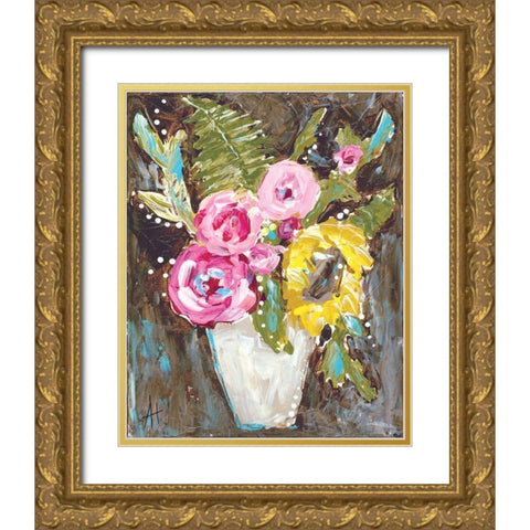 Warm Summer Floral Gold Ornate Wood Framed Art Print with Double Matting by Hilburn, Amanda