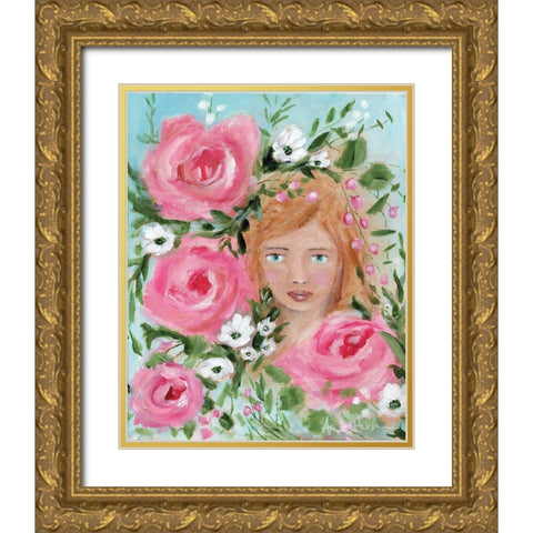 Rosie Anne Gold Ornate Wood Framed Art Print with Double Matting by Hilburn, Amanda