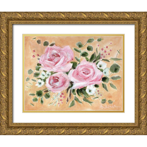 Sunshine and Roses Gold Ornate Wood Framed Art Print with Double Matting by Hilburn, Amanda