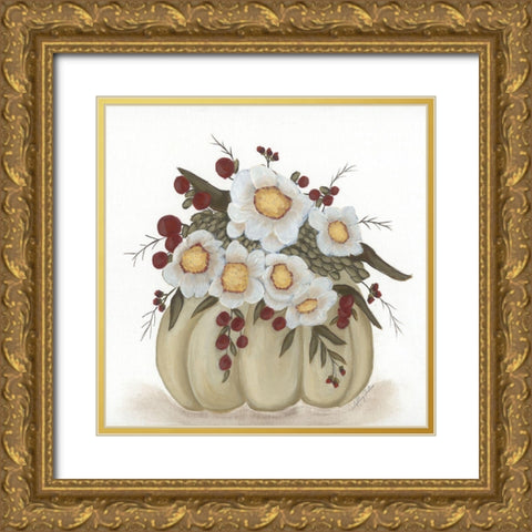 Floral Pumpkin Gold Ornate Wood Framed Art Print with Double Matting by Justice, Ashley