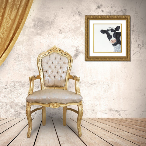 Cow Gold Ornate Wood Framed Art Print with Double Matting by Justice, Ashley