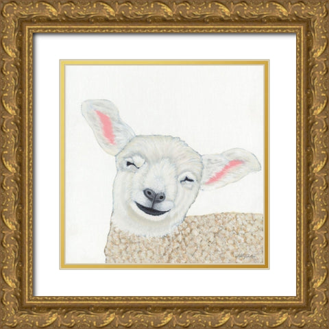 Smiling Sheep Gold Ornate Wood Framed Art Print with Double Matting by Justice, Ashley