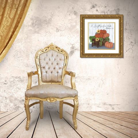 In Everything Give Thanks Gold Ornate Wood Framed Art Print with Double Matting by Justice, Ashley