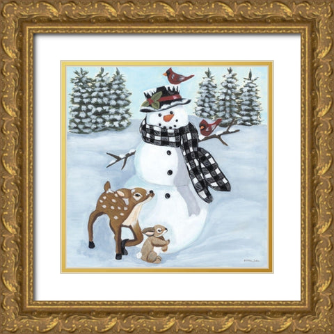 Winter Time Friends Gold Ornate Wood Framed Art Print with Double Matting by Justice, Ashley