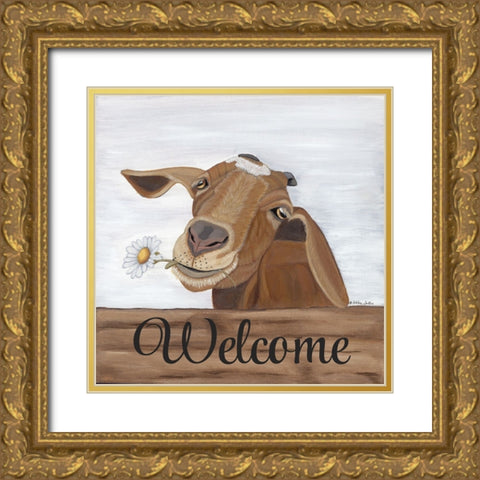 Theodore Welcome Gold Ornate Wood Framed Art Print with Double Matting by Justice, Ashley