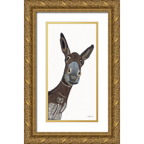 Hey There Donkey Gold Ornate Wood Framed Art Print with Double Matting by Justice, Ashley