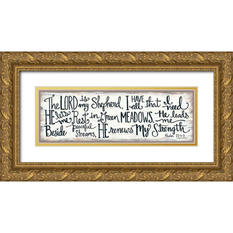 The Lord is My Shepherd Gold Ornate Wood Framed Art Print with Double Matting by LaPoint, Annie